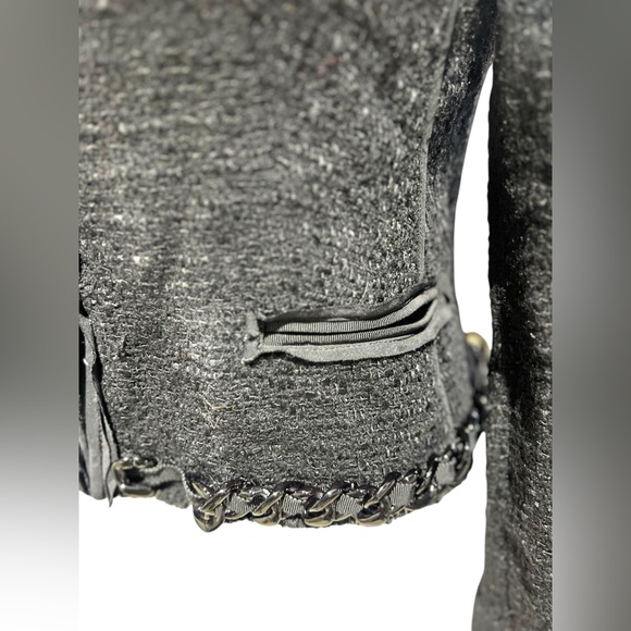 Prada - Black Tweed Chain Embellished Jacket Sz 42 - Picture 12 of 16